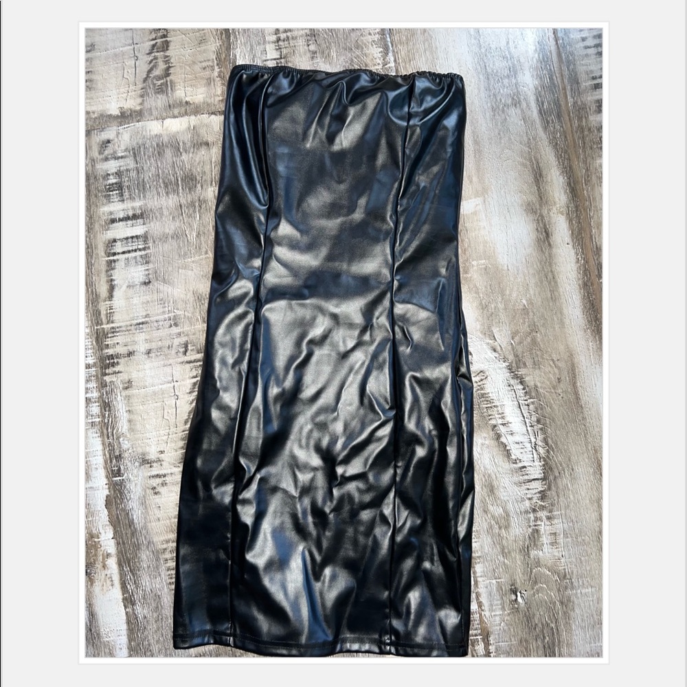 Faux leather tube dress